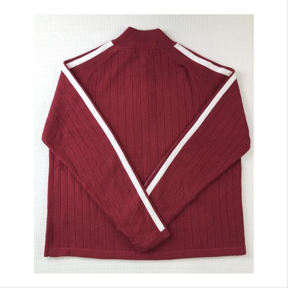 Vintage Route 66 Mens 1/4 Zip Sweater XL Red White Stripe Ribbed 100% Cotton NWT - Picture 3 of 9
